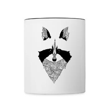 Raton-laveur design - Mug contrasté - blanc/noir - Devant