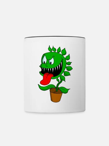 fleischfressende Pflanze - Tasse zweifarbig - Weiß/Schwarz