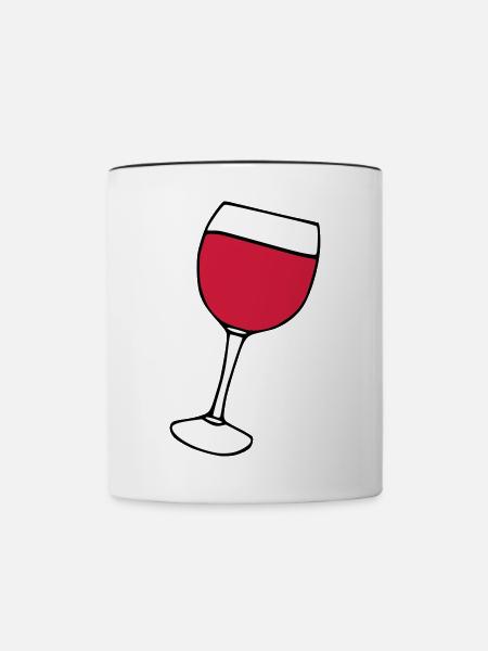 Rotwein im Glas - Tasse zweifarbig - Weiß/Schwarz