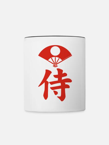 Samurai-Emblem des Satake-Clans (rot) - Tasse zweifarbig - Weiß/Schwarz