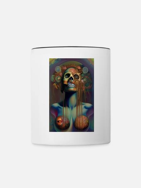 Beautiful fantasy Skull - Tasse zweifarbig - Weiß/Schwarz