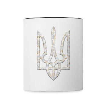 Ukraine Wappen Gerfalke Trident Dreizack Marmor - Tasse zweifarbig - Weiß/Schwarz - Vorne