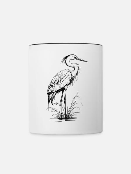 Reiher - Tasse zweifarbig - Weiß/Schwarz