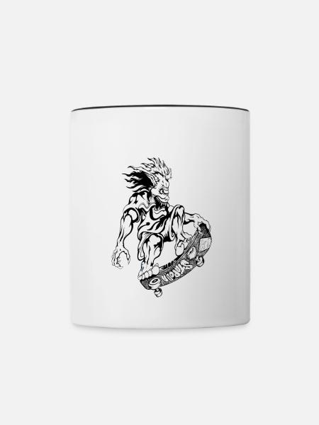 Schlittschuh - Tasse zweifarbig - Weiß/Schwarz