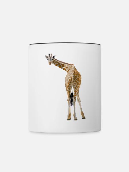 Giraffe grüßt aus der Savanne - Tasse zweifarbig - Weiß/Schwarz