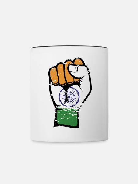 Indien Flagge Faust used - Tasse zweifarbig - Weiß/Schwarz