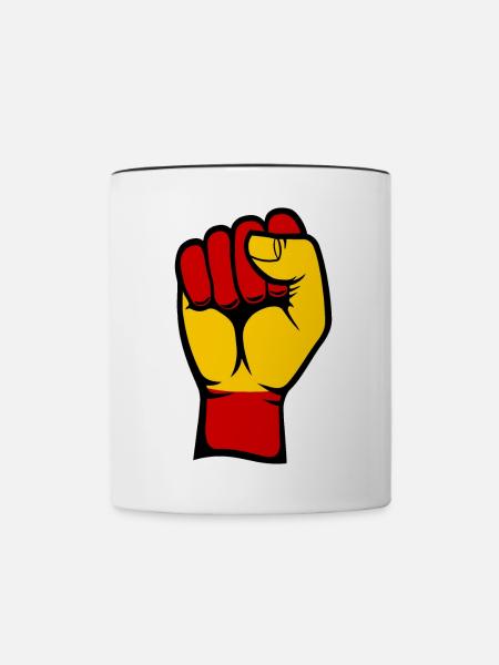 Spanien Flagge Faust - Tasse zweifarbig - Weiß/Schwarz
