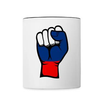 Poing du drapeau de la Russie - Mug contrasté - blanc/noir - Devant