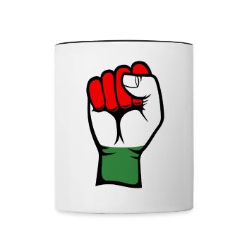 Poing du drapeau de la Hongrie - Mug contrasté - blanc/noir - Devant