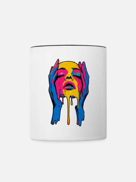 Melting Face - Tasse zweifarbig - Weiß/Schwarz