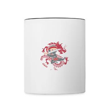 Achtung Ich bin Vier - Tasse zweifarbig - Weiß/Schwarz - Vorne
