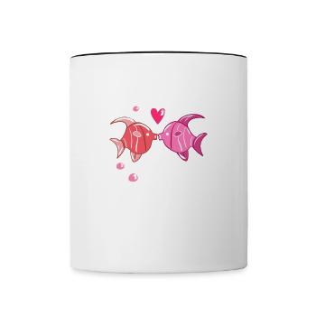 amoureux coeur animaux poisson doux - Mug contrasté - blanc/noir - Devant