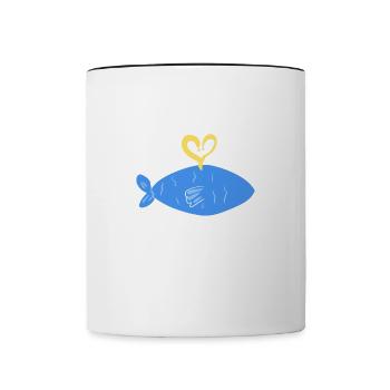blauer fisch symbol herz licht - Tasse zweifarbig - Weiß/Schwarz - Vorne