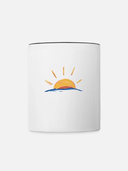 sonne untergang meer symbol sonnenaufgang - Tasse zweifarbig - Weiß/Schwarz