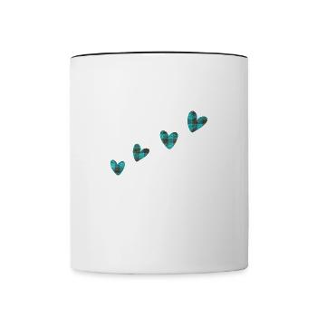 4 herzen stoff kleidung blau - Tasse zweifarbig - Weiß/Schwarz - Vorne