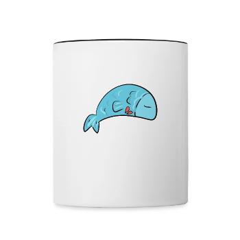 poisson triste cœur brisé animal - Mug contrasté - blanc/noir - Devant
