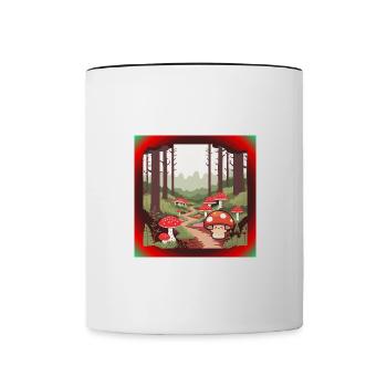 Champignons dans la forêt - Mug contrasté - blanc/noir - Devant