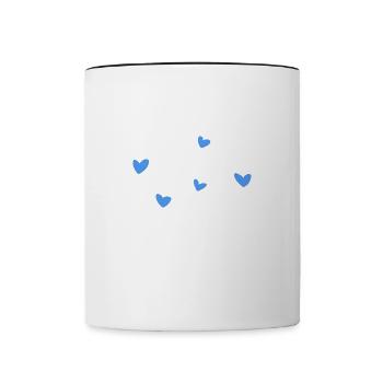 blue hearts stars symbol love - Contrasting Mug - white/black - Front