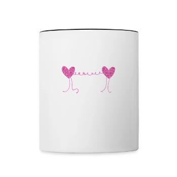 herzen pink glitzer muster - Tasse zweifarbig - Weiß/Schwarz - Vorne