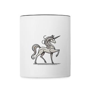 Refined Stick Figure Unicorn - Contrasting Mug - white/black - Front