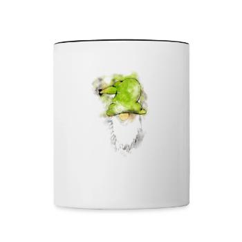 watercolour gnome with green hat - Tasse zweifarbig - Weiß/Schwarz - Vorne
