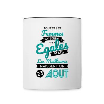 Anniversaire - Les meilleures naissent 23 Août - Mug contrasté - blanc/noir - Devant