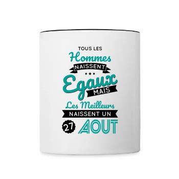 Anniversaire - Les meilleurs naissent 27 Août - Mug contrasté - blanc/noir - Devant