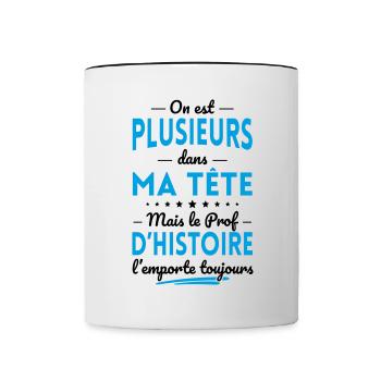 Plusieurs dans tête le Prof d'Histoire l'emporte - Mug contrasté - blanc/noir - Devant