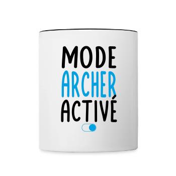 Mode archer activé - Idée cadeau - Mug contrasté - blanc/noir - Devant