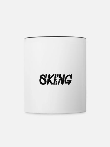 Skifahren, Skiing, Ski - Tasse zweifarbig - Weiß/Schwarz