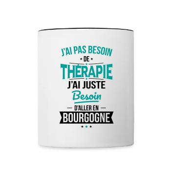 Pas besoin de thérapie Besoin aller en Bourgogne - Mug contrasté - blanc/noir - Devant