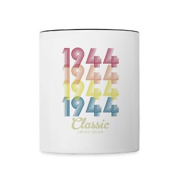 1944 Geburtstag geboren im Jahr 1944 Retro Vintage - Tasse zweifarbig - Weiß/Schwarz - Vorne