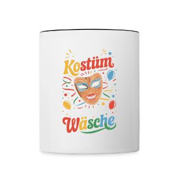 Mein Kostüm ist in der Wäsche Karneval Fasching - Tasse zweifarbig - Weiß/Schwarz - Vorne