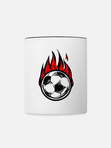 Fussball Brennt Feuer - Tasse zweifarbig - Weiß/Schwarz