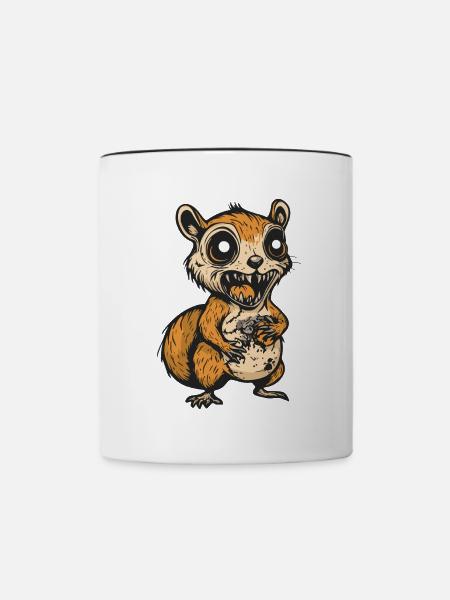 Eichhörnchen Halloween Zombie - Tasse zweifarbig - Weiß/Schwarz