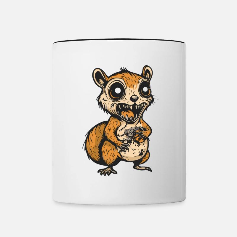 Eichhörnchen Halloween Zombie - Tasse zweifarbig - Weiß/Schwarz