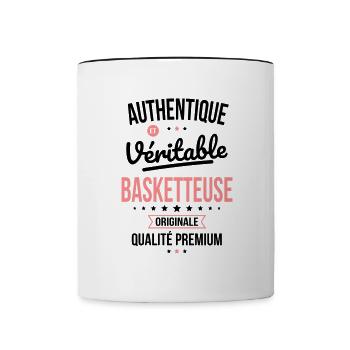 Authentique et véritable basketteuse - Originale - Mug contrasté - blanc/noir - Devant