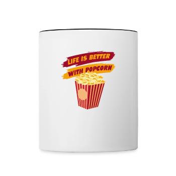 Leben mit Popcorn Movies Salty Popcorn - Tasse zweifarbig - Weiß/Schwarz - Vorne