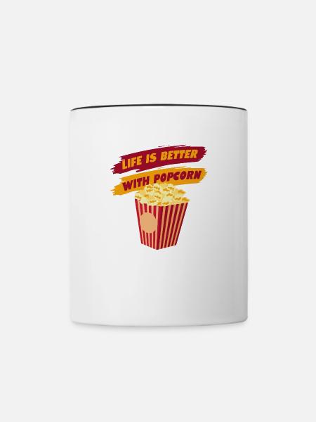 Leben mit Popcorn Movies Salty Popcorn - Tasse zweifarbig - Weiß/Schwarz