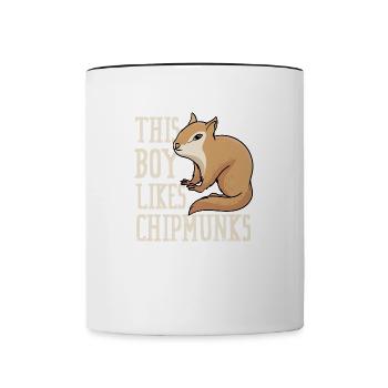 Boy Likes Chipmunks Forest Animal Nature - Contrasting Mug - white/black - Front