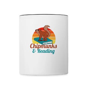 Chipmunks and Reading Books Literature Forest - Contrasting Mug - white/black - Front