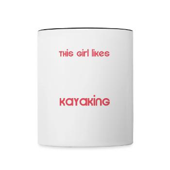 Une fille aime le kayak, les sports nautiques, le - Mug contrasté - blanc/noir - Devant