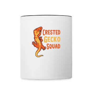 Crested Gecko Squad Nette Reptilien-Echse - Tasse zweifarbig - Weiß/Schwarz - Vorne