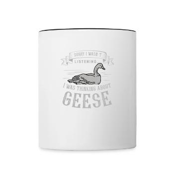 En pensant aux oies, jolies oies, oiseaux sauvages - Mug contrasté - blanc/noir - Devant
