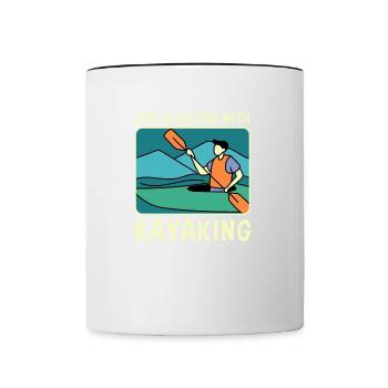 Life With Kayaking Paddling Water Sports Kayak - Contrasting Mug - white/black - Front