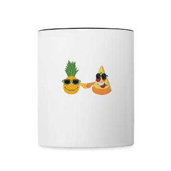 Pineapple and Pizza Buddy Ironisches Sprichwort - Tasse zweifarbig - Weiß/Schwarz - Vorne
