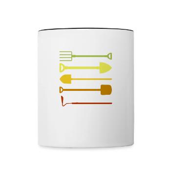 Busy Working in Garden Nature Lover Gardening - Contrasting Mug - white/black - Front