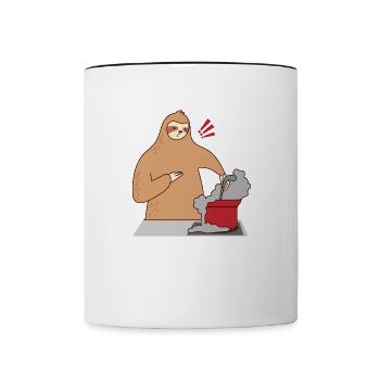Faultier Kochen Einschlafen Ironisches süßes - Tasse zweifarbig - Weiß/Schwarz - Vorne