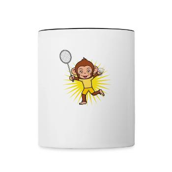 Joli singe joueur de badminton Ape Hobby Sports - Mug contrasté - blanc/noir - Devant