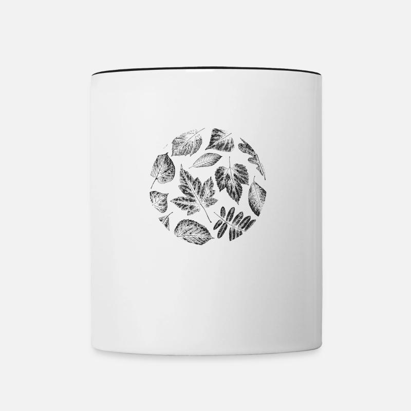 Blätter Herbst Laub schwarz Geschenk - Tasse zweifarbig - Weiß/Schwarz